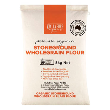 Kialla Organic Stoneground Wholegrain Plain Flour BULK (paper or calico bag) 5kg